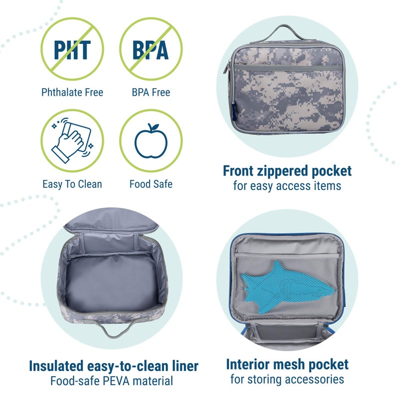 Wildkin Kids Insulated Lunch Box â€“ Durable and Reusable for School & Travel - Digital Camo - Image 4